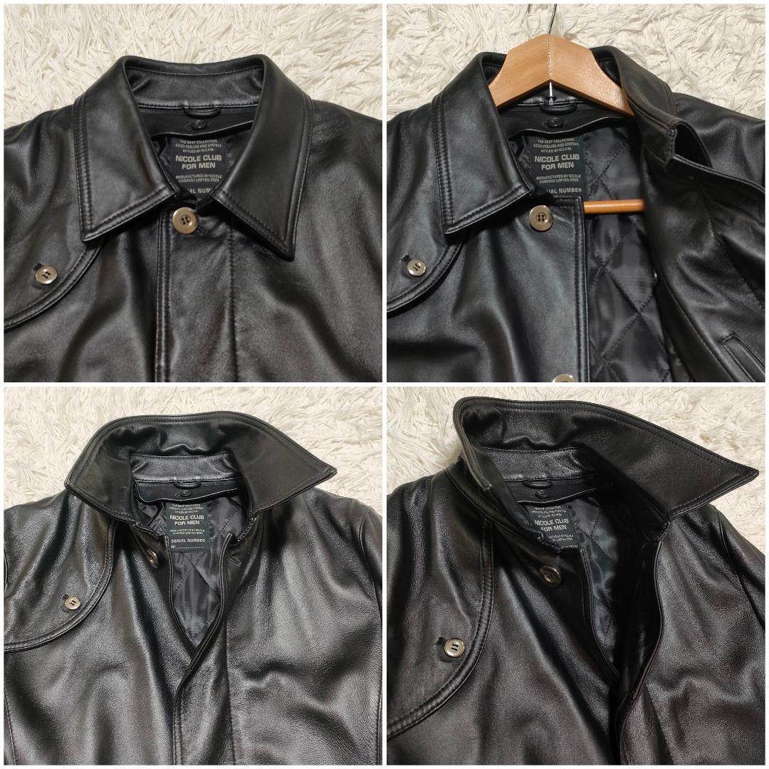 【美品】 NICOLE　羊革　ラムレザー　ライナー付　ジャケット　コート　黒