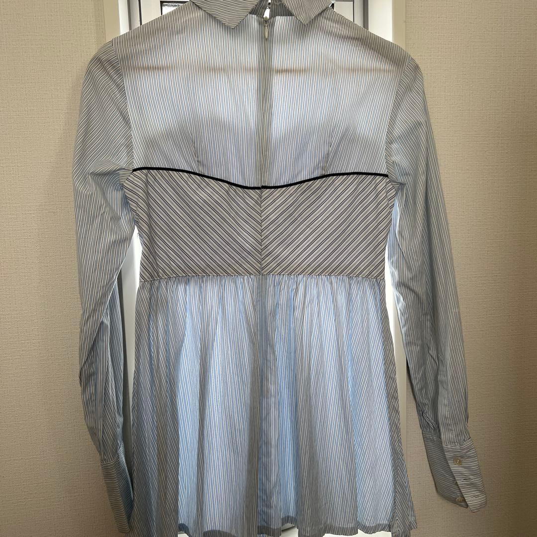 AKIKO AOKI ストライプ 長袖シャツ オーバーシャツ　アキコアオキ　水色