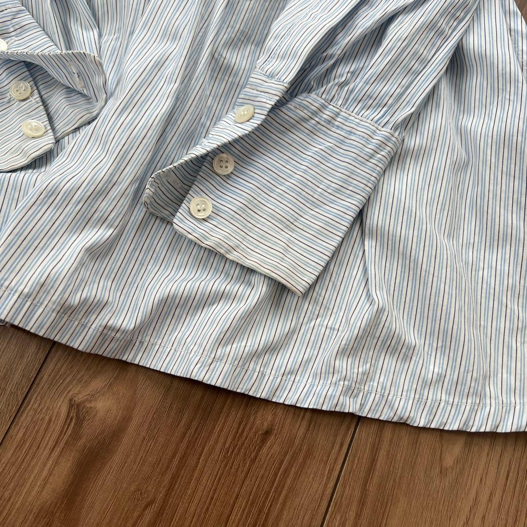 AKIKO AOKI ストライプ 長袖シャツ オーバーシャツ　アキコアオキ　水色