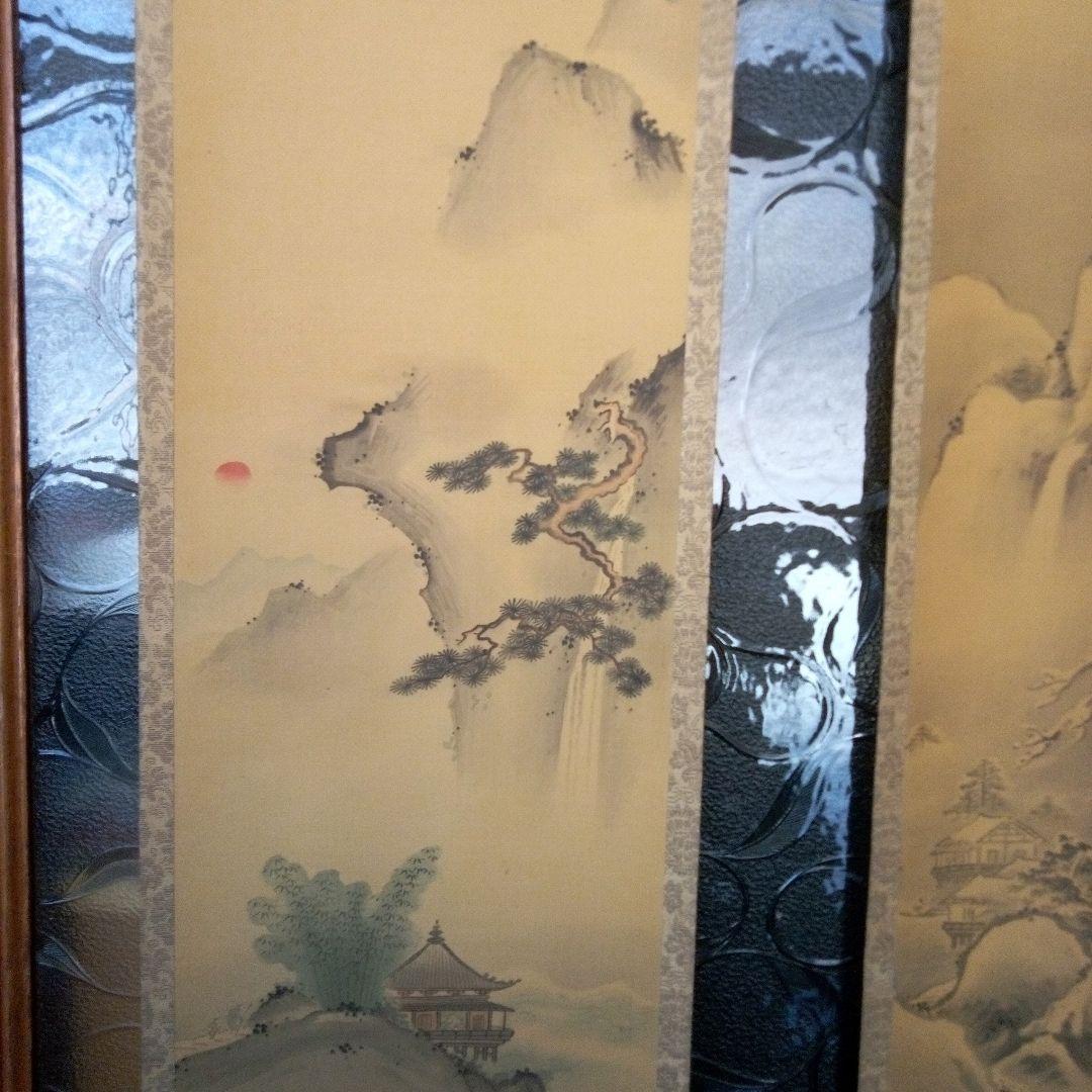 伊川院　四季山水　対福　２福対掛け軸　伊川院法