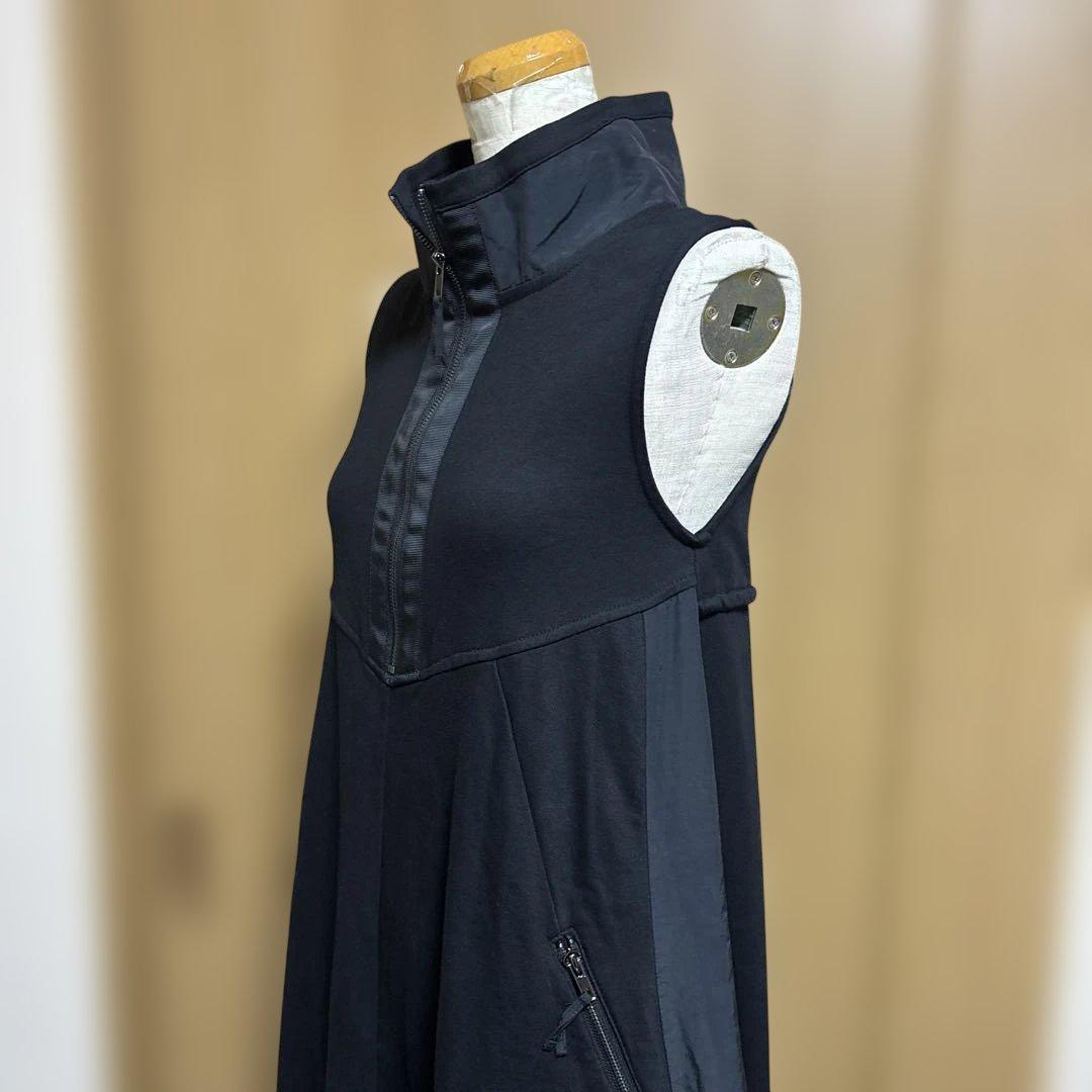LASUD 異素材　スウェットロングワンピース　ノースリーブワンピース　黒