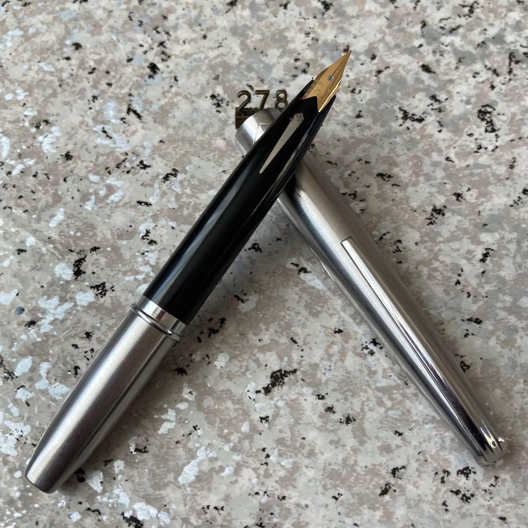 #278 オーバーホール済み 万年筆 PLATINUM 象嵌 ショート18k