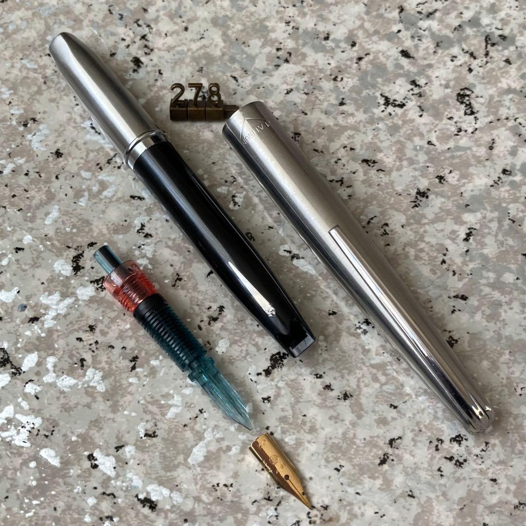 #278 オーバーホール済み 万年筆 PLATINUM 象嵌 ショート18k