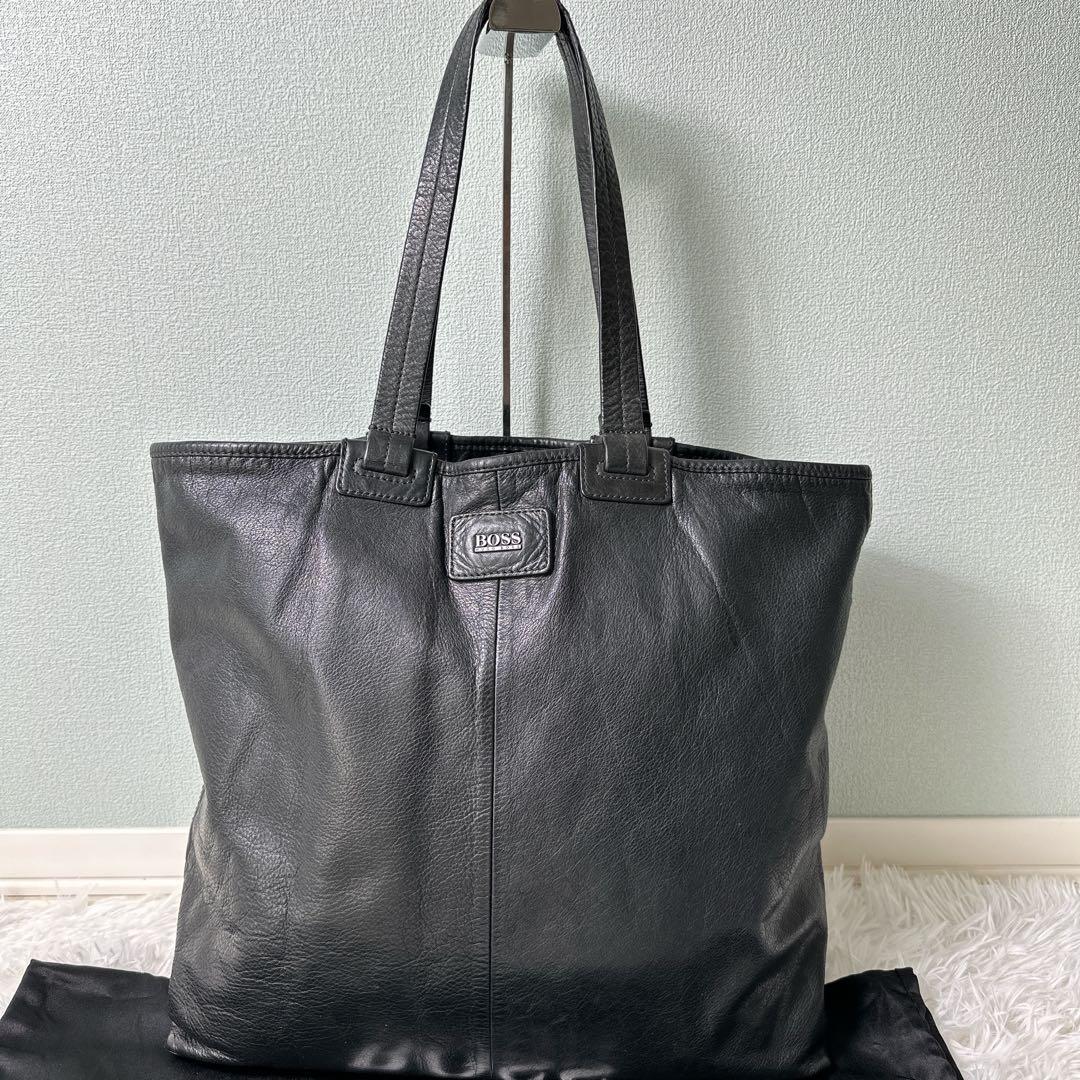 HUGO BOSS トートバッグ レザー 大容量 ビジネスバッグ 肩掛け ロゴ