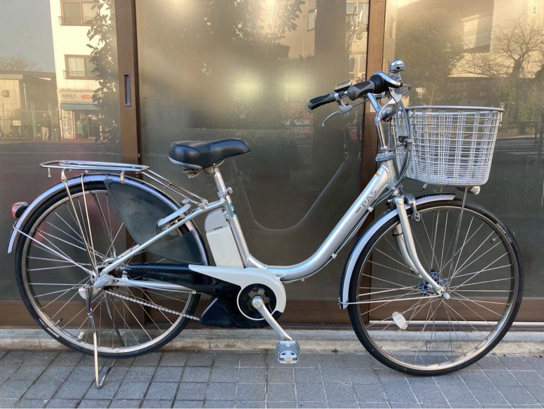 中古電動自転車 ヤマハPAS 26インチ シルバー横浜 №3710
