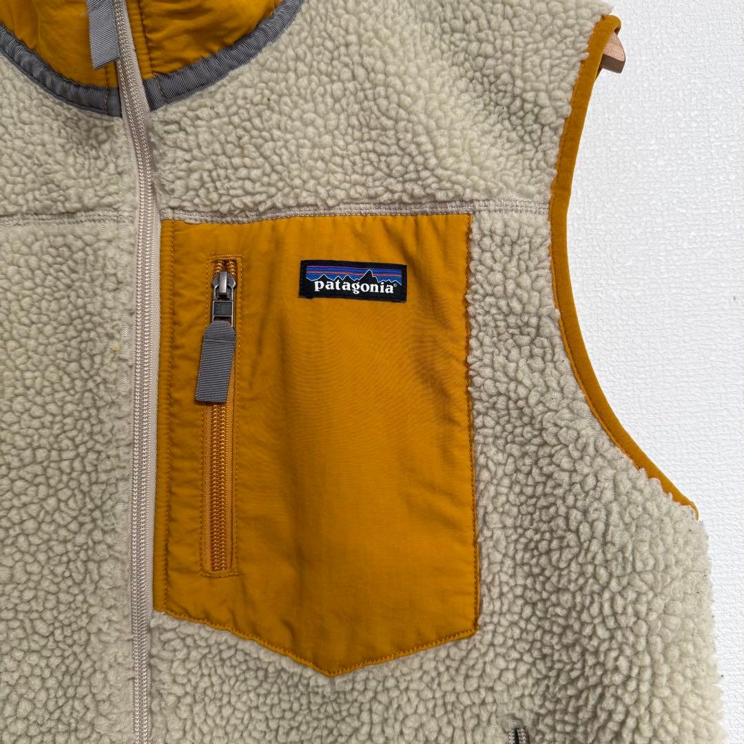 patagonia レトロX フリースベスト White × yellow