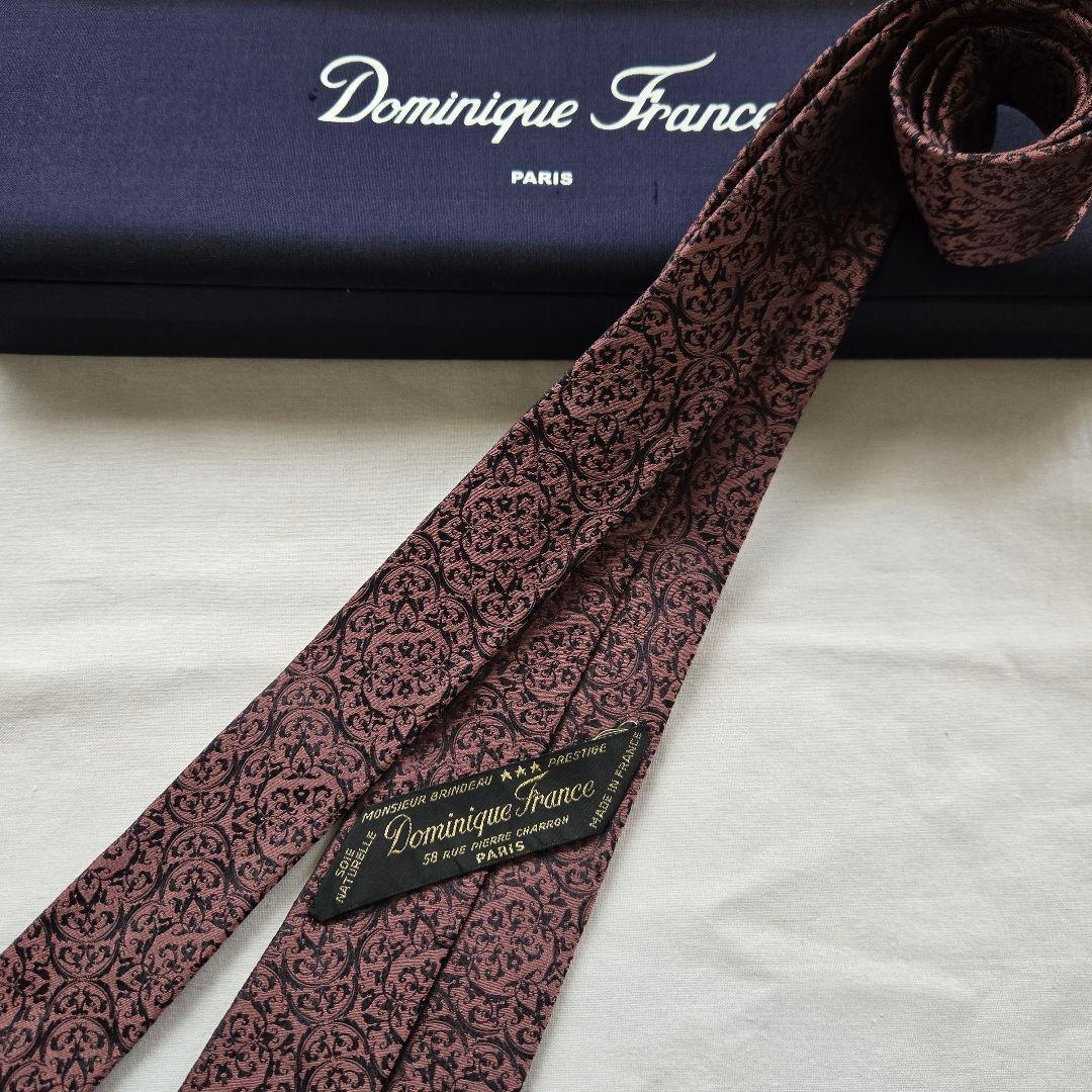 美品　dominique france パープル ペイズリー　美しいネクタイ