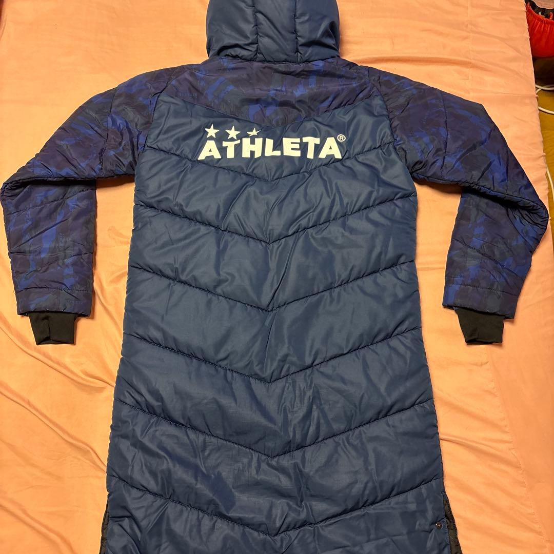 ATHLETA フード付きベンチコート ネイビー