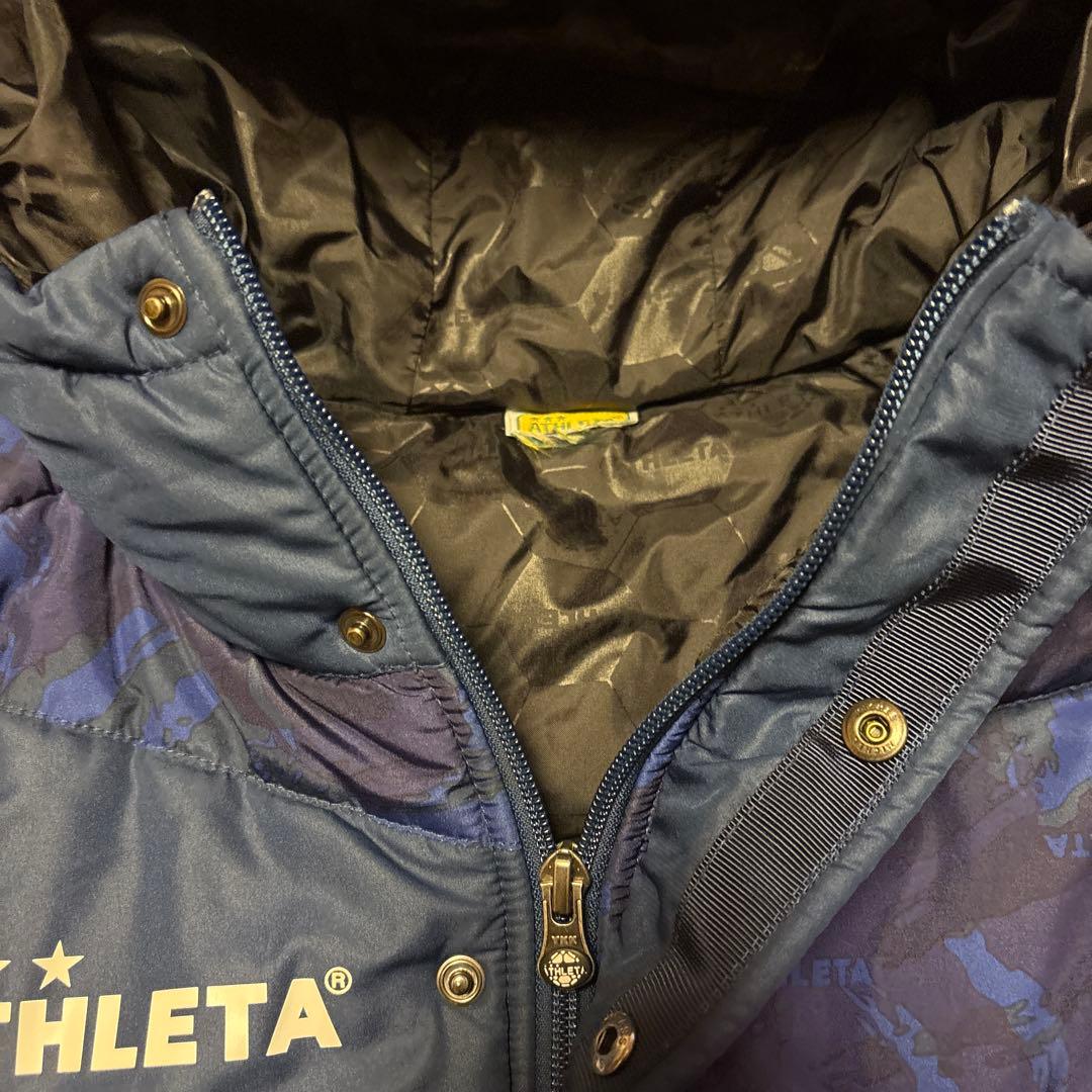ATHLETA フード付きベンチコート ネイビー