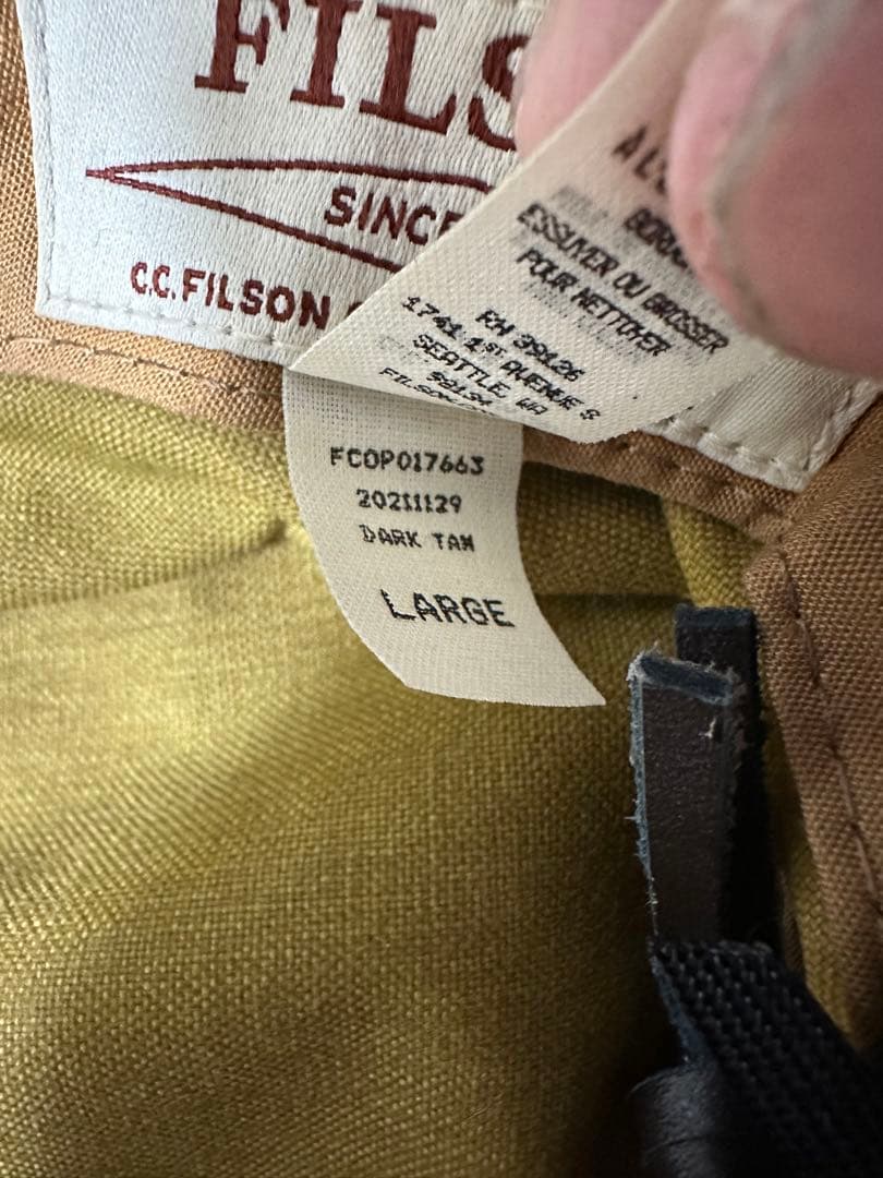 帽子 FILSON TIN CLOTH BUSH HAT sizeL