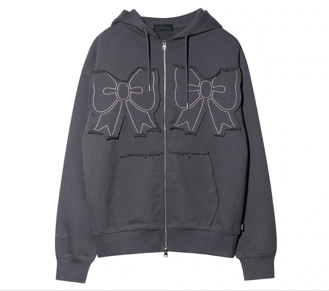 YOUHEE パーカー RIBBON HOOD ZIP-UP