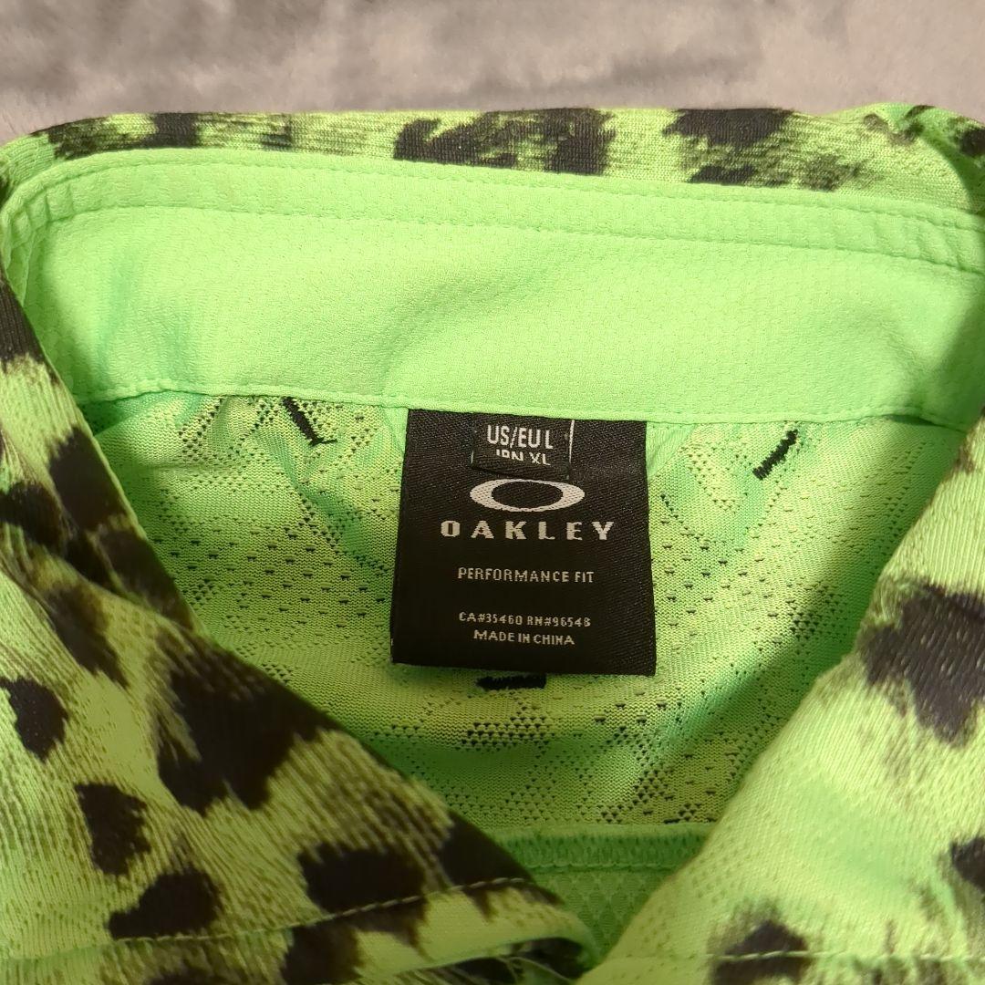 Oakley レオパード柄 シャツ L/XL 総柄蛍光/派手