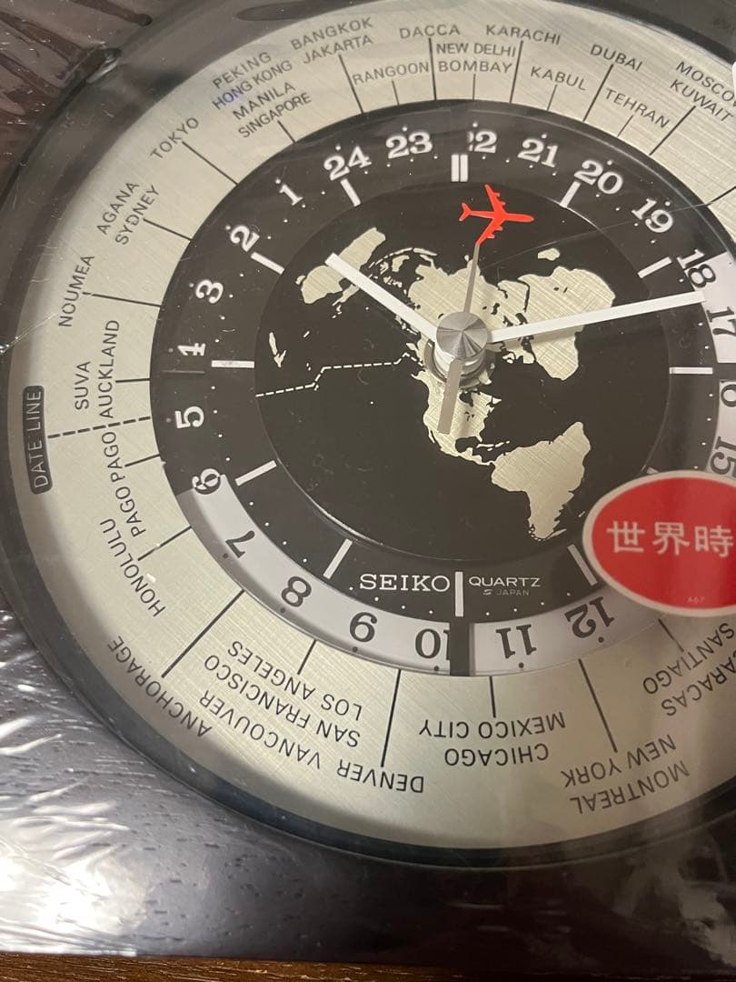 セイコー　世界時計　飛行機秒針　置き時計　昭和レトロ　ミッドセンチュリー　中古品