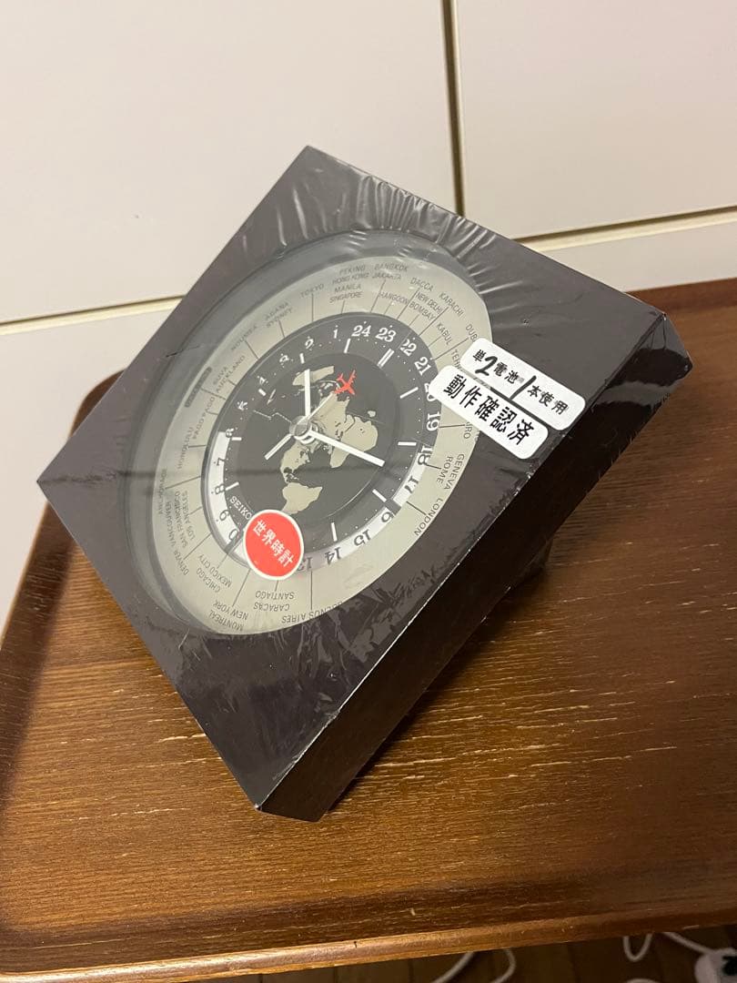 セイコー　世界時計　飛行機秒針　置き時計　昭和レトロ　ミッドセンチュリー　中古品
