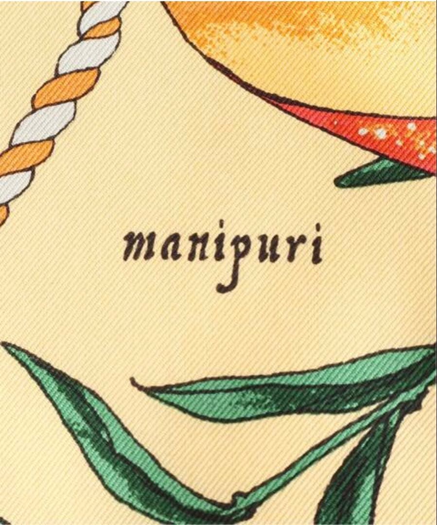 manipuri ＜シルクスカーフ65＞ フルーツバスケット　ベージュ