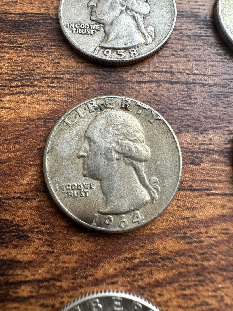 25セント　旧硬貨　銀貨　6枚