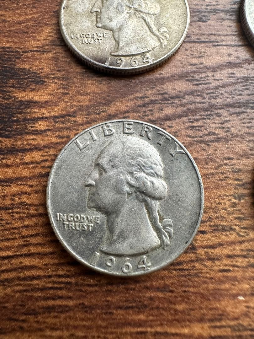 25セント　旧硬貨　銀貨　6枚