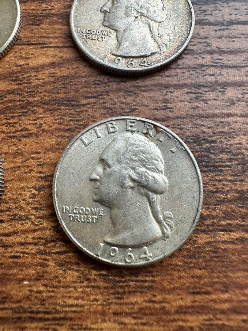 25セント　旧硬貨　銀貨　6枚