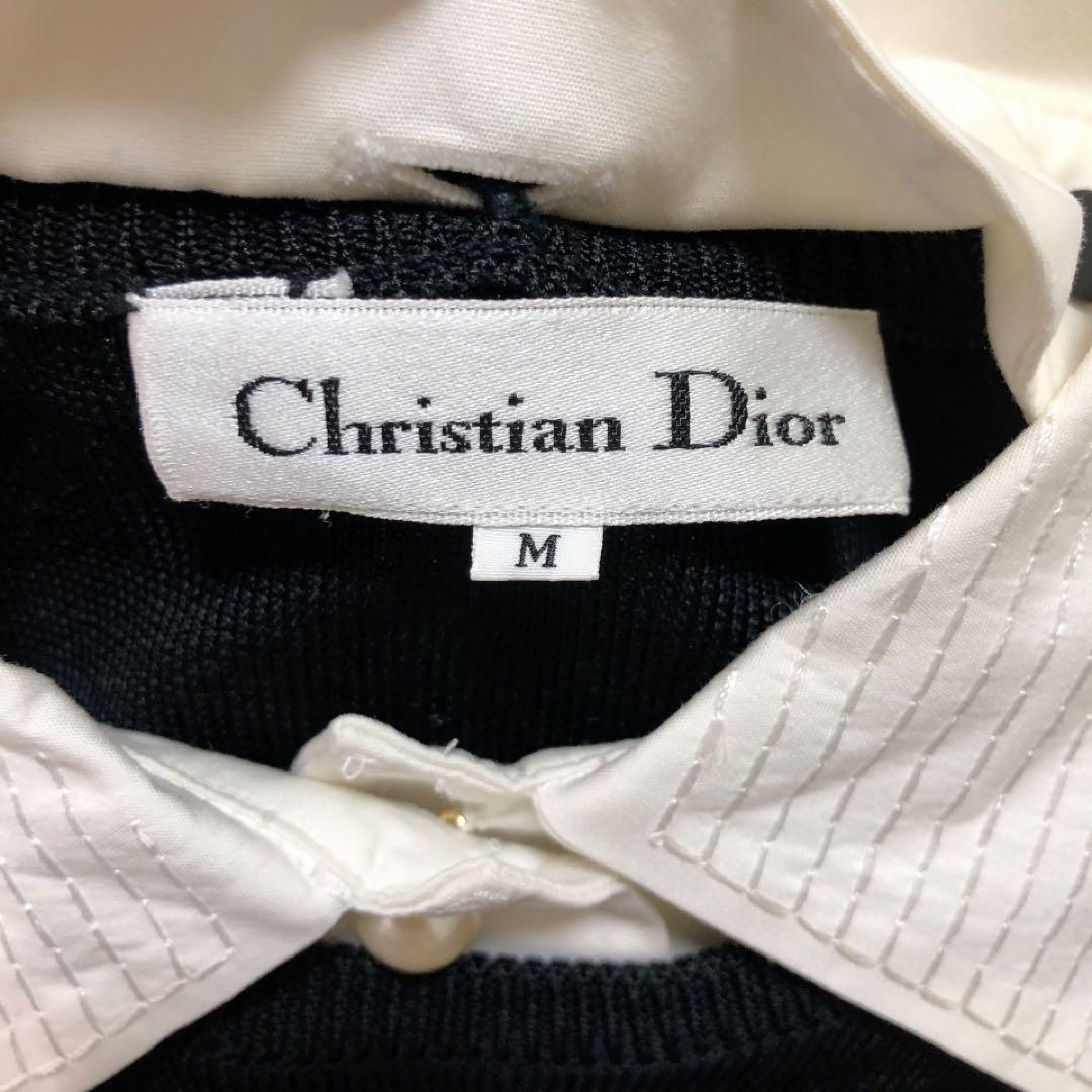 Dior*ディオール　ヴィンテージカットソー　襟　2way　白黒　ブラウス
