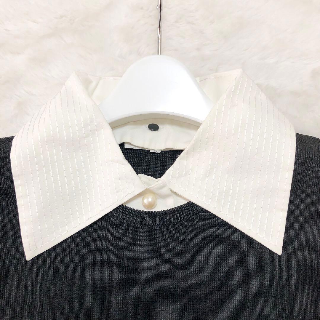 Dior*ディオール　ヴィンテージカットソー　襟　2way　白黒　ブラウス