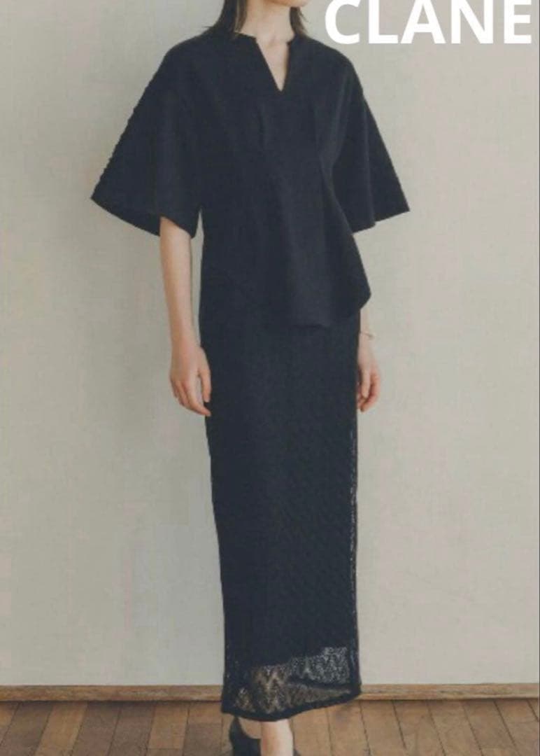 ワンピース CLANE CORDEMBROIDERY LACEDOKING ONEPIECE