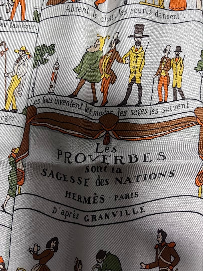 Hermès Les Proverbes シルクスカーフ 45✖️45サイズ
