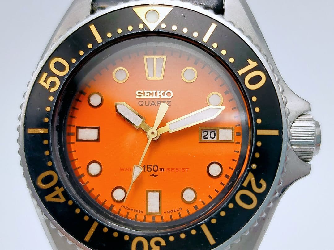 【美品・稼働】SEIKO セイコー ダイバー 150m オレンジ文字盤 レトロ