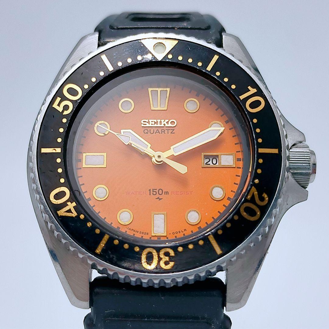 【美品・稼働】SEIKO セイコー ダイバー 150m オレンジ文字盤 レトロ