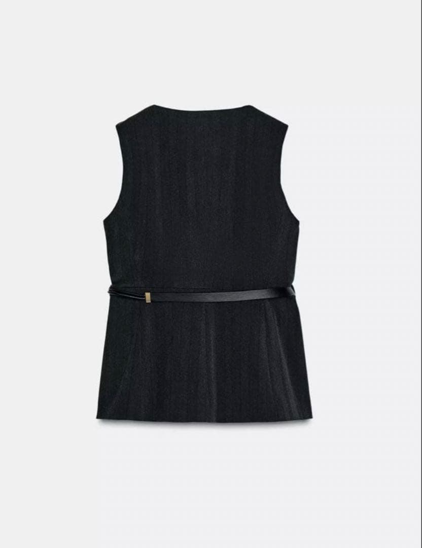 ZARA ベルト付きヘリンボーンペプラムベスト