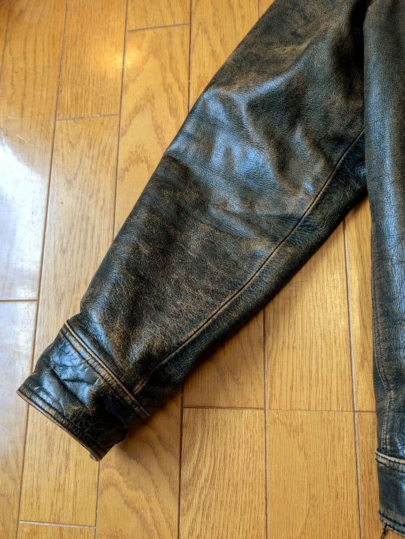 ZARA ブラウン レザーシングルライダースジャケット
