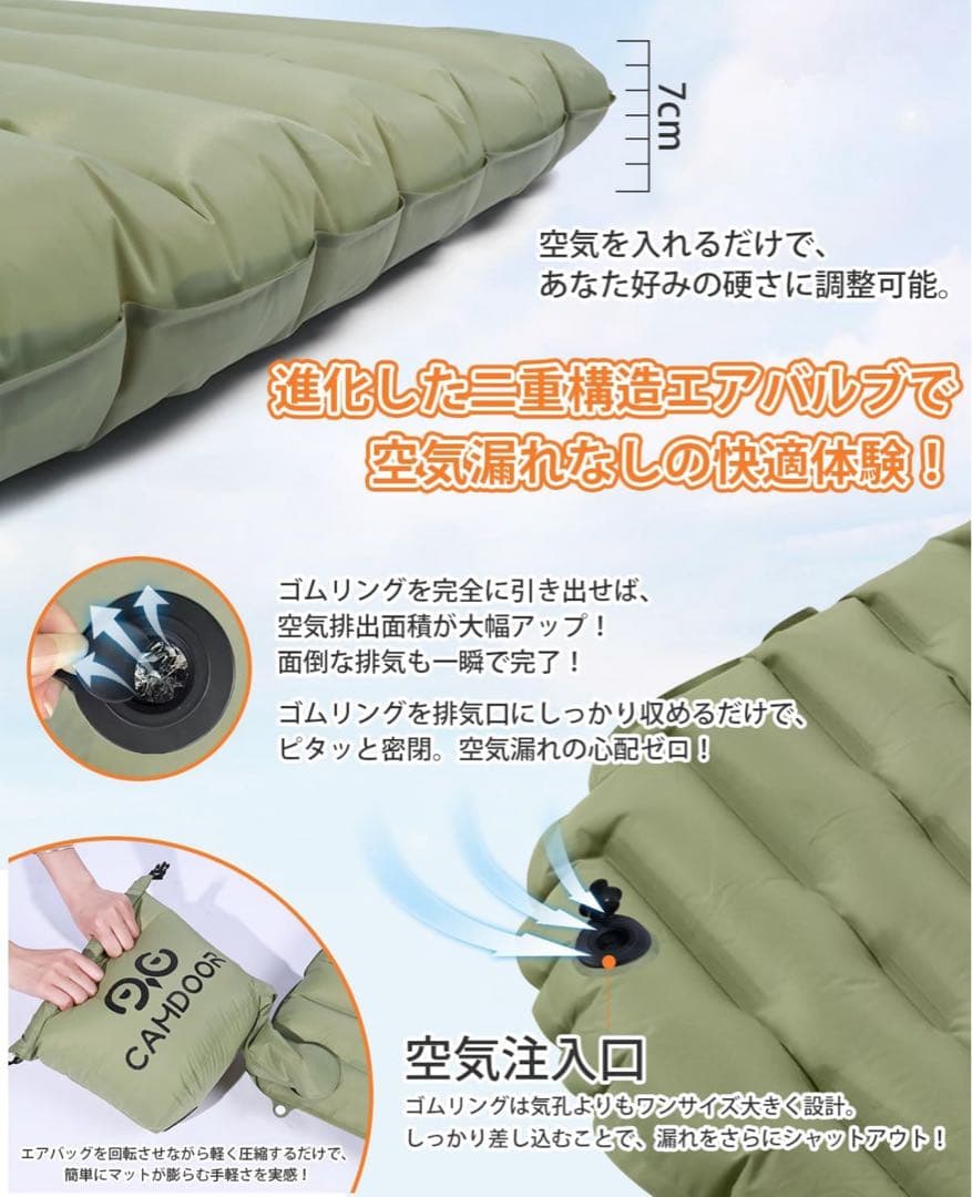 新品 CAMDOOR R値6.8 マミー型マット　高断熱