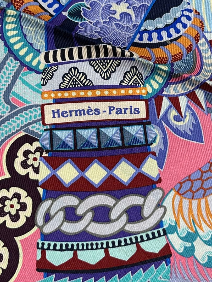 エルメスHERMES スカーフ　デュオ・コスミック　京森康平氏デザイン箱無し