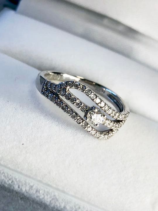 PT900 プラチナ天然ダイヤモンドリング 12号　合計0.34ct