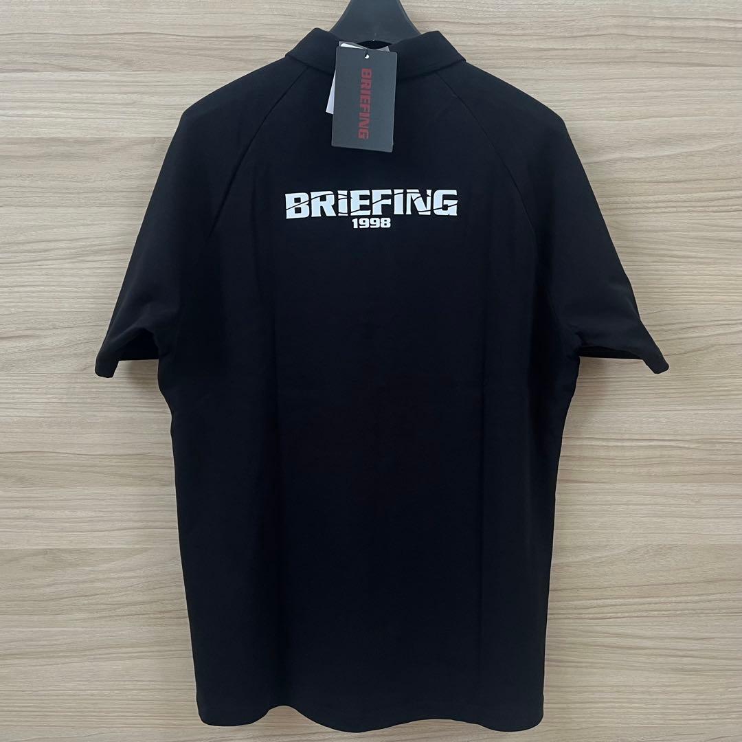 新品★BRIEFING ゴルフポロシャツ バック＆袖ロゴ 黒×白 限定品メンズS