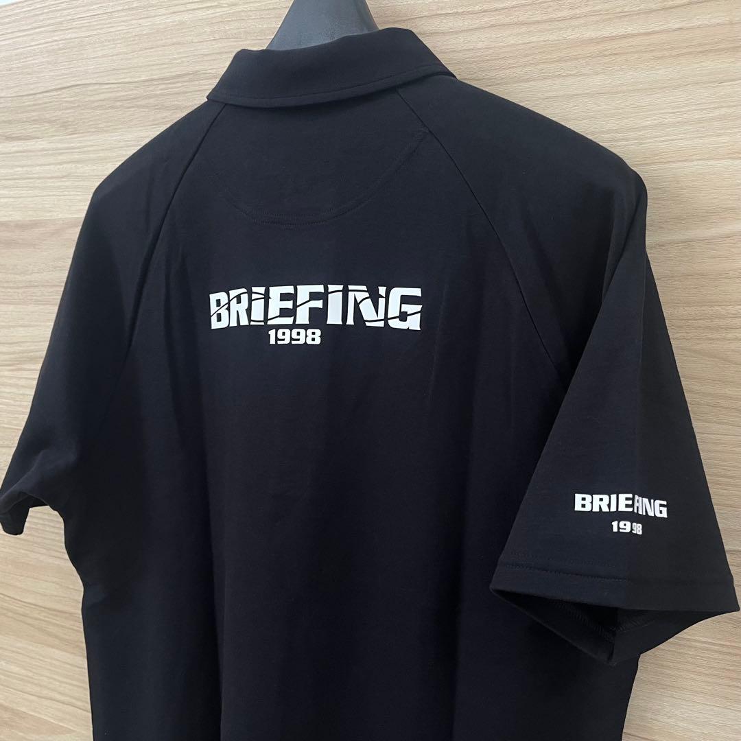 新品★BRIEFING ゴルフポロシャツ バック＆袖ロゴ 黒×白 限定品メンズS