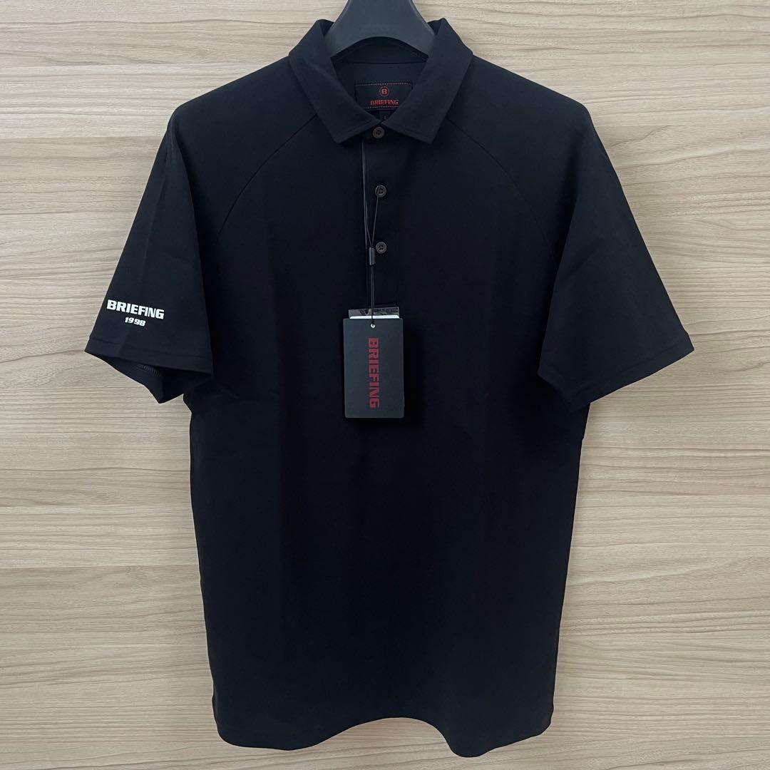 新品★BRIEFING ゴルフポロシャツ バック＆袖ロゴ 黒×白 限定品メンズS
