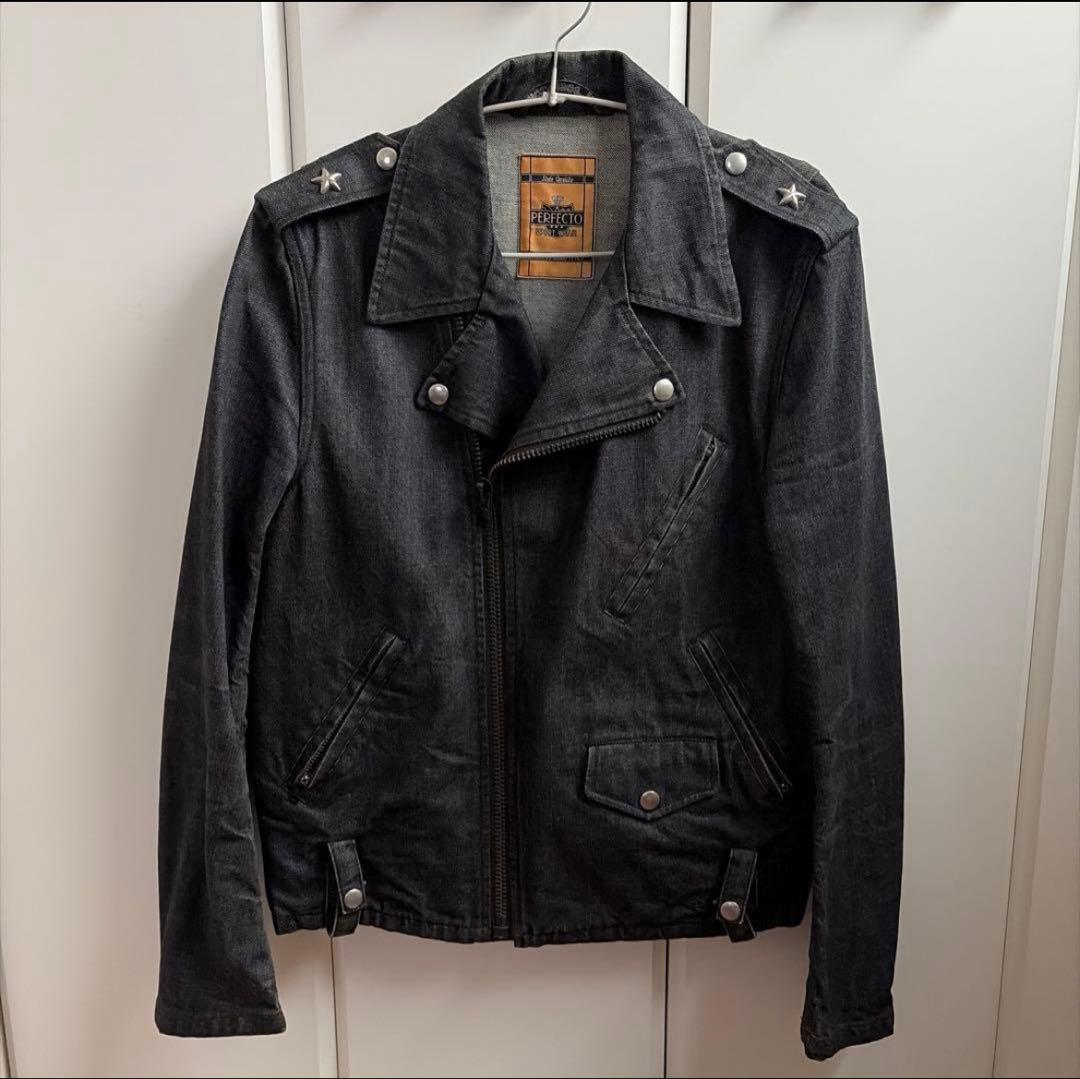Schott（ショット）のブラックデニム ライダースジャケット