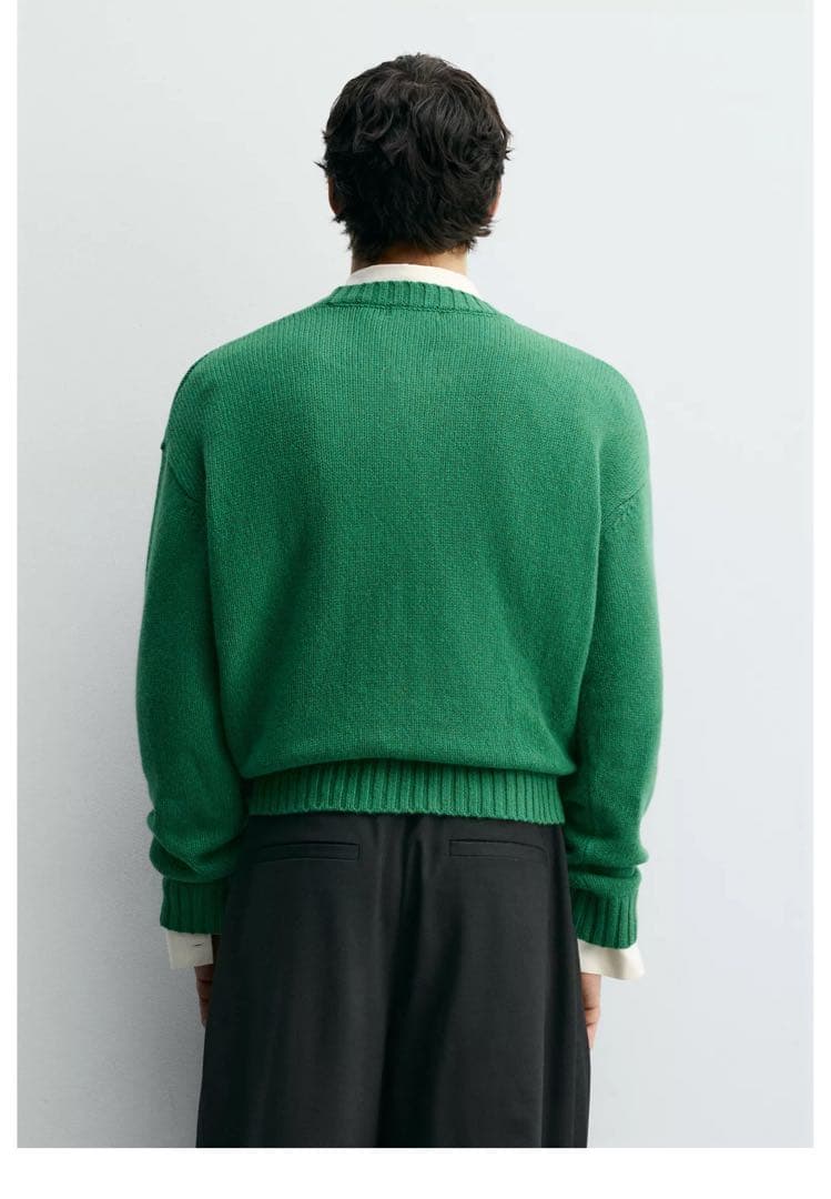 【今期‼️新品未使用品‼️】ZARA　ウール100%セーター　\" XL/グリーン\"