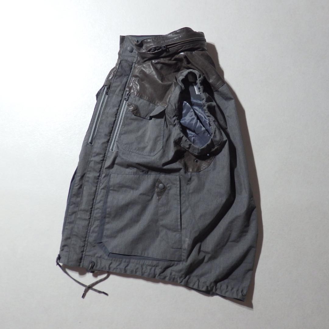 超希少サンプル White Mountaineeringレザー切替 フード格納