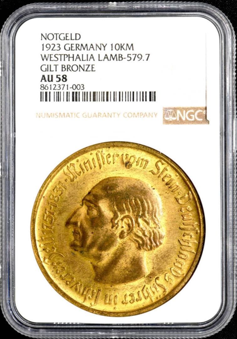 NGC AU58 1923 ドイツ 10マルク ノートゲルト 世界111