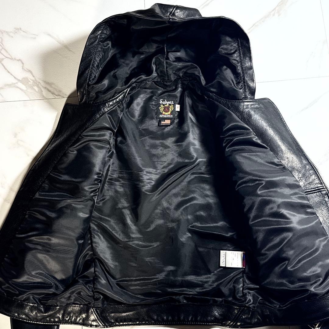 【美品】Schott ショット カウレザー ライダースジャケット 黒 36サイズ