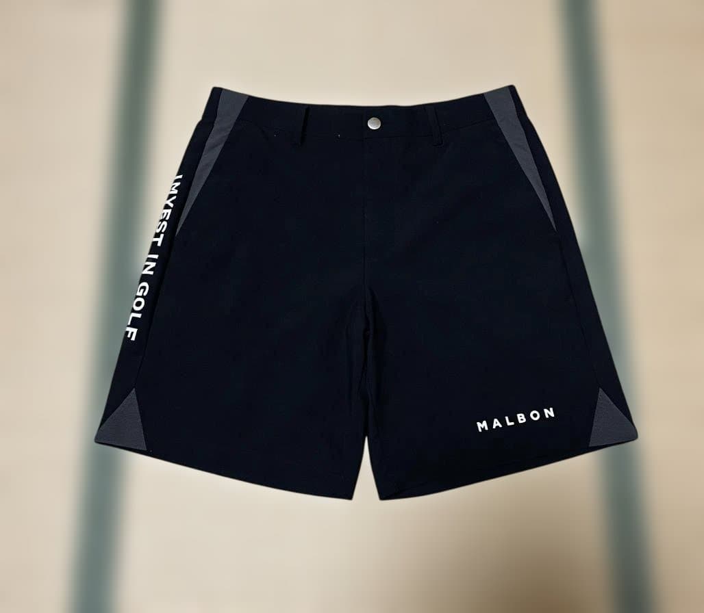 Malbon 韓国ゴルフウェア メンズ ハーフジップTシャツ＋ショートパンツ