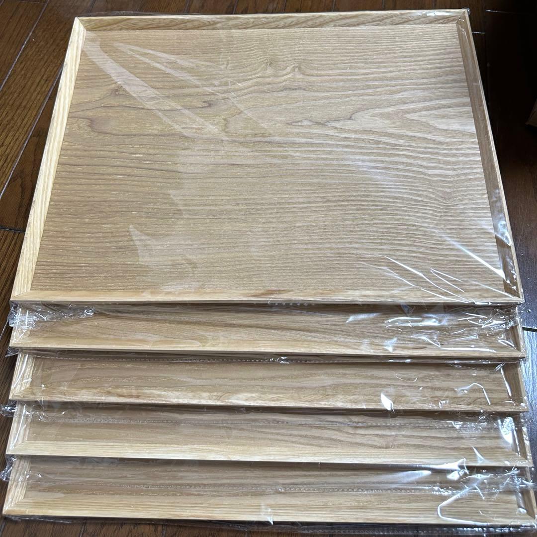 10枚セット羽反長角膳（はぞりちょうかくぜん）45cm ナチュラル　木製