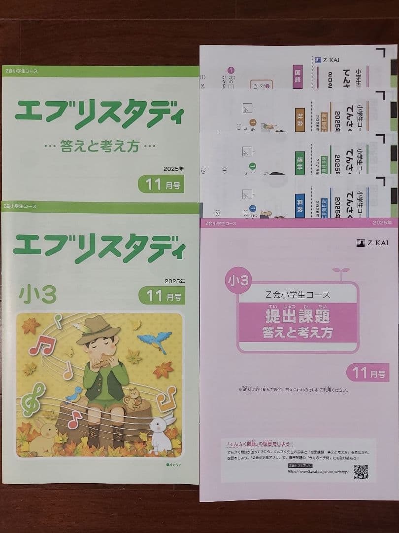 Z会 小3 エブリスタディ 2025年度 国算理社 1年分 未記入