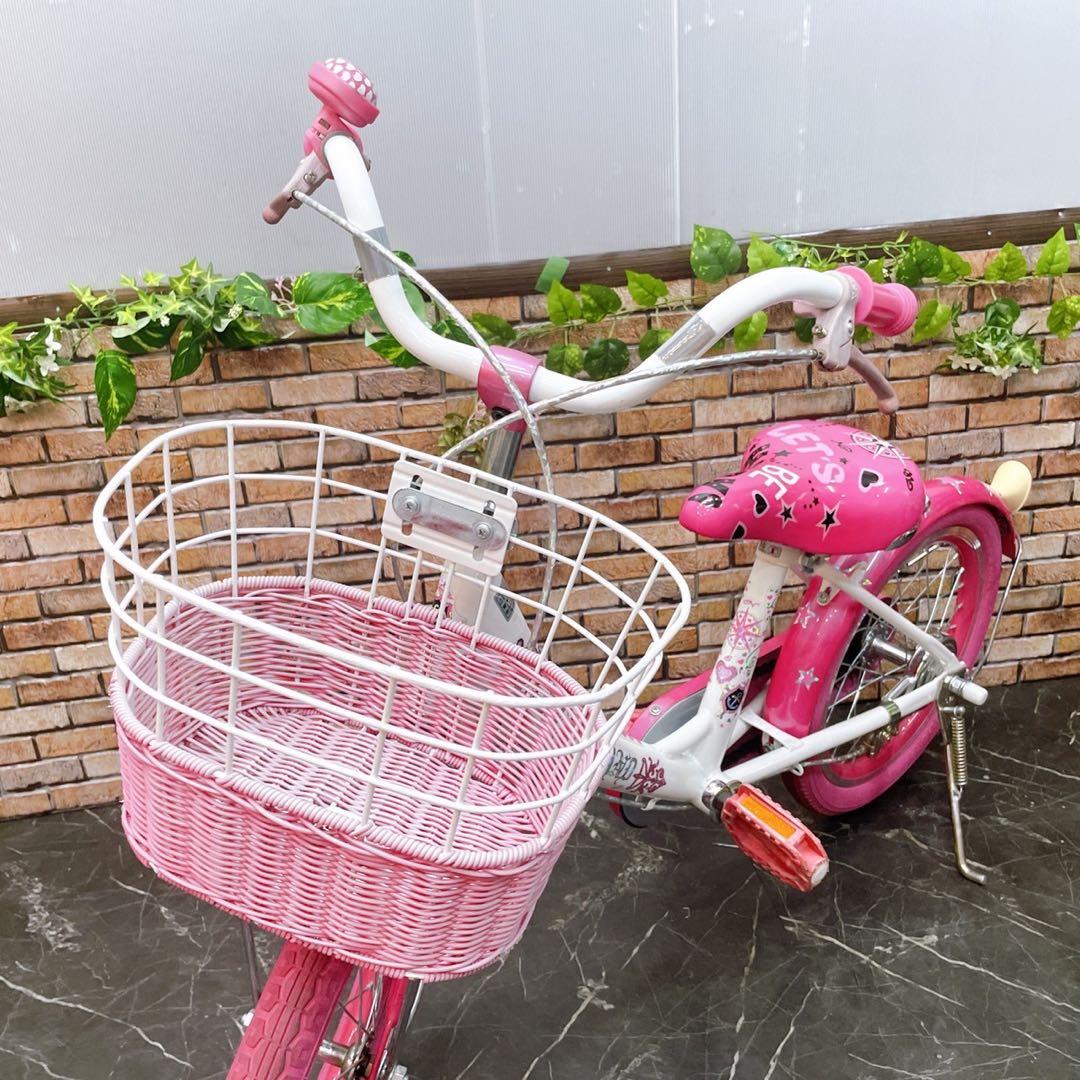 【24】子供用自転車 子供車 NEVER LAND ホワイト×ピンク 16インチ
