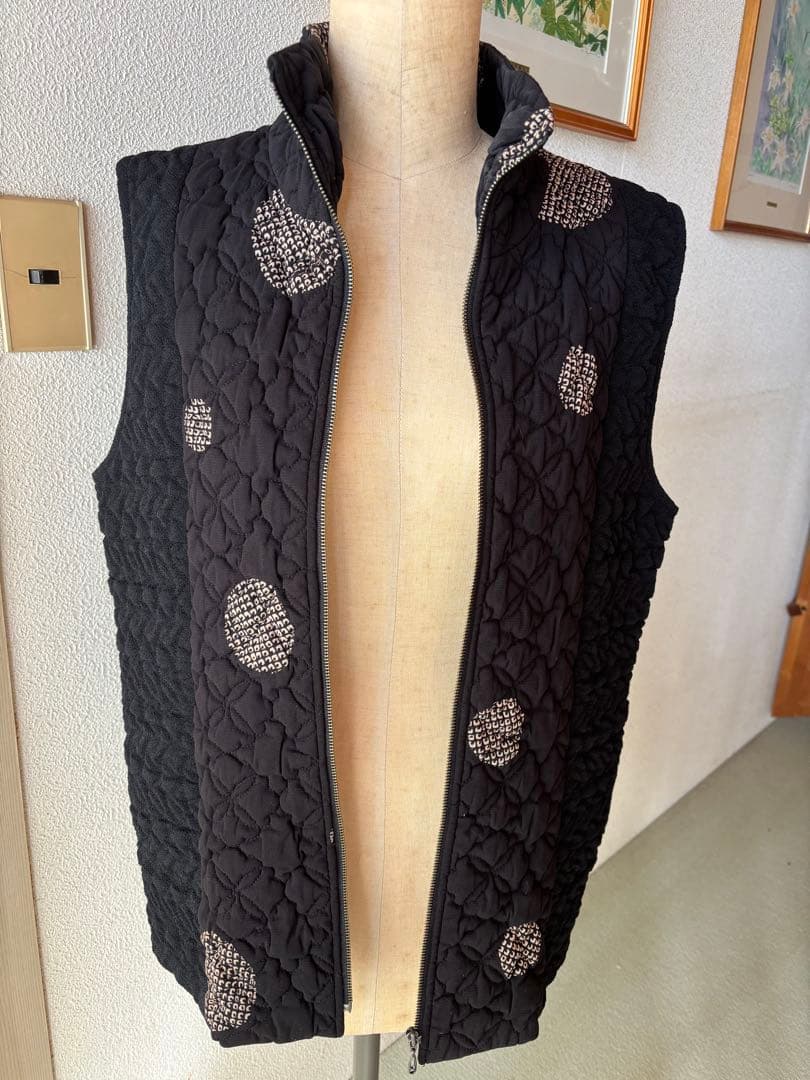 詩仙堂　ちりめん　中綿ベスト　美品