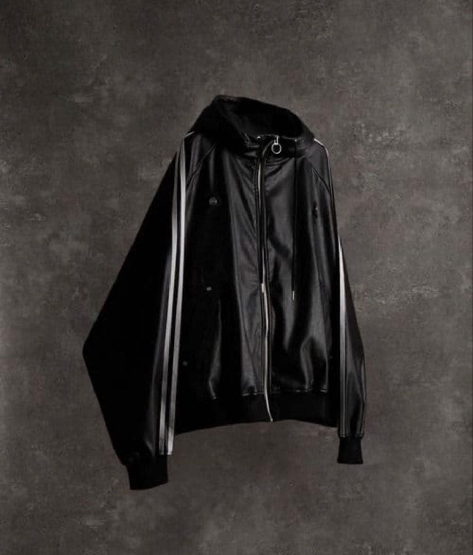 ADRER ラインスリーブトラックジップ パーカー レザー合皮ジャケット 1 S