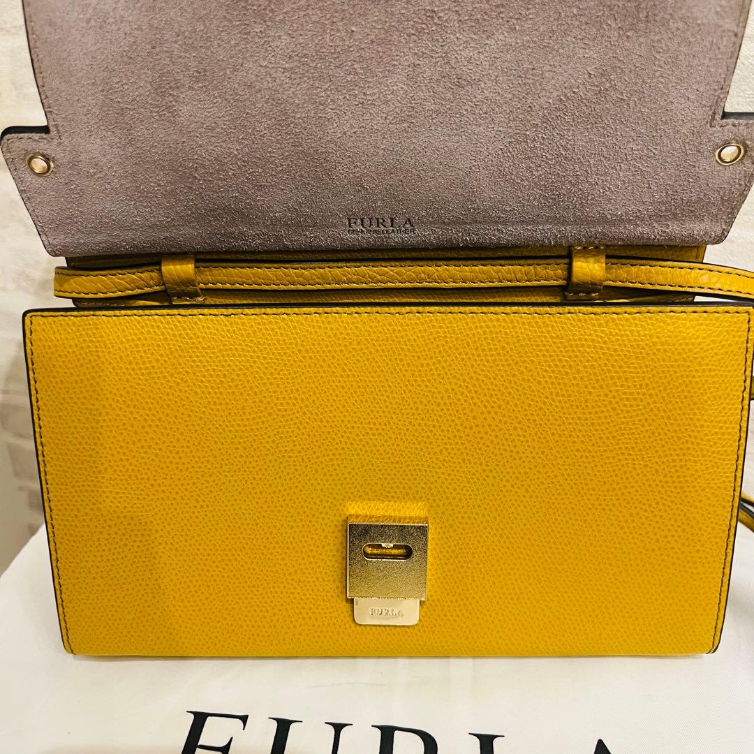 【極美品】FURLA ライクミニクロスボディーバッグ マスタード