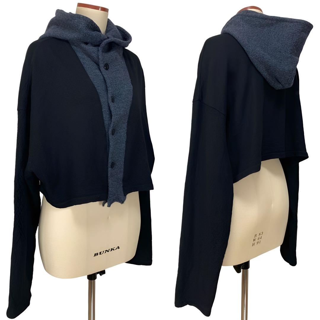 Y's ワイズ 22AW ショート フーディーブルゾン 黒2
