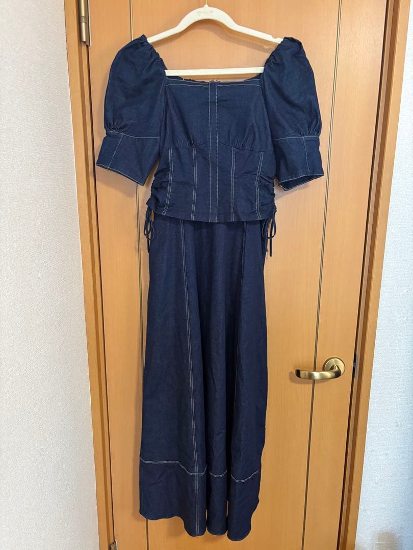 ワンピース herlipto Eze Puff-Sleeve Denim Dress